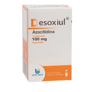 Fotografía del medicamento Desoxiul Azacitidina 100 mg UlsaTech en fondo blanco