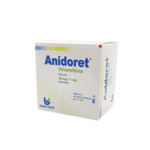 Fotografía del medicamento Anidoret Vinorelbina 10 mg1 mL UlsaTech en frasco ámpula