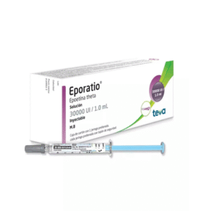 Fotografía del medicamento Eporatio Epoetina Theta 30,000 UI ratiopharm Teva en fondo blanco