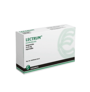 Fotografía del medicamento Lectrum Leuprorelina 11.25 mg Eriomex en fondo blanco