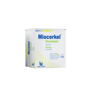 Fotografía del medicamento Miocerkel Docetaxel 20 mg0.5 mL UlsaTech en frasco ámpula refrigerado