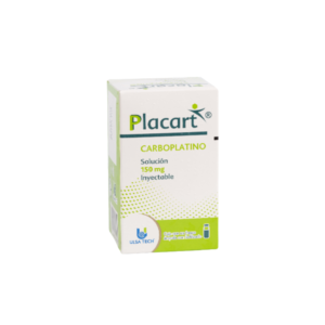 Fotografía del medicamento Placart Carboplatino 150 mg UlsaTech en frasco ámpula