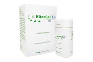 Fotografía del medicamento Kitoscell LP Pirfenidona 600 mg Cell Pharma en fondo blanco