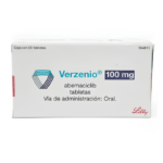 Fotografía del medicamento Verzenio Abemaciclib 100 mg Eli Lilly en presentación de 56 tabletas