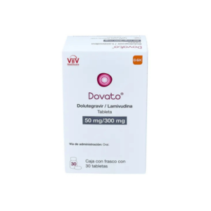 Fotografía del medicamento Dovato Dolutegravir Lamivudina ViiV Healthcare en fondo blanco