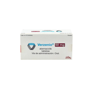 Fotografía del medicamento Verzenio Abemaciclib 50 mg Eli Lilly en presentación de 56 tabletas