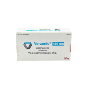 Fotografía del medicamento Verzenio Abemaciclib 50 mg Eli Lilly en presentación de 56 tabletas