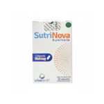 Fotografía del medicamento Sutrinova Sunitinib 12.5 mg UlsaTech en frasco con 28 cápsulas